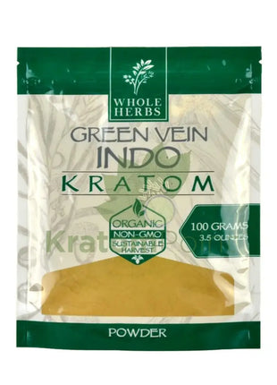 Whole Herbs Kratom 3.5Oz Green Vein Indo Powder Wholeherbs