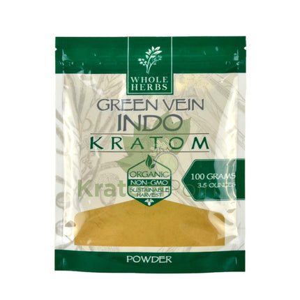 Whole Herbs Kratom 3.5Oz Green Vein Indo Powder Wholeherbs