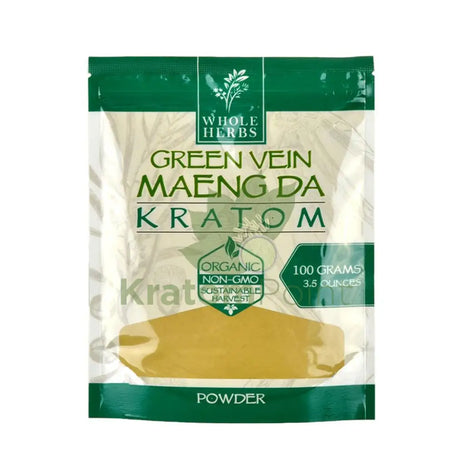 Whole Herbs Kratom 3.5Oz Green Vein Maeng Da Powder Wholeherbs