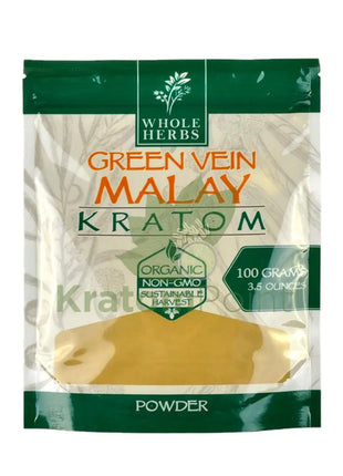 Whole Herbs Kratom 3.5Oz Green Vein Malay Powder Wholeherbs