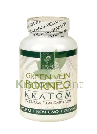 Whole Herbs Kratom capsules 120 count Green Vein Borneo