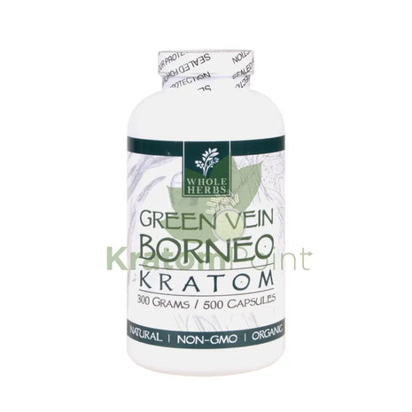 Whole Herbs Kratom Green Vein Borneo 500Ct Capsules Wholeherbs