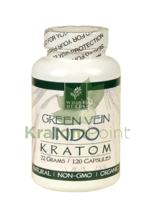 Whole Herbs Kratom capsules 120 count Green Vein Indo