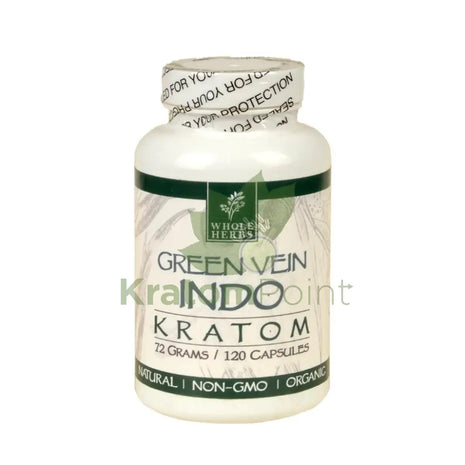 Whole Herbs Kratom capsules 120 count Green Vein Indo