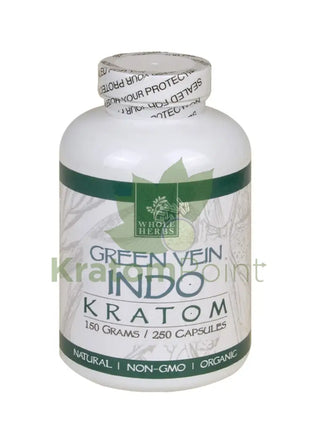 Whole Herbs Kratom Indo 250Ct Capsules Wholeherbs