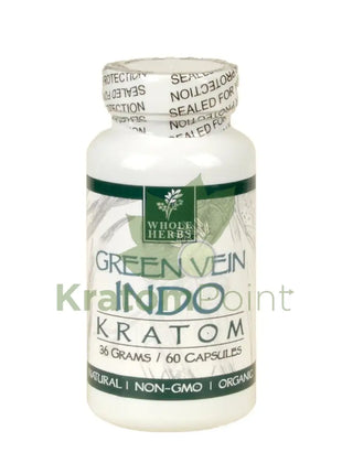 Whole Herbs Kratom capsules 60 count Green Vein Indo