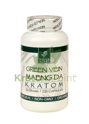 Whole Herbs Kratom capsules 120 count Green Vein Maeng Da