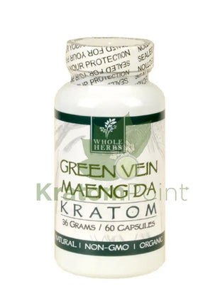 Whole Herbs Kratom capsules 60 count Green Vein Maeng Da