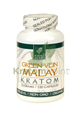 Whole Herbs Kratom capsules 120 count Green Vein Malay