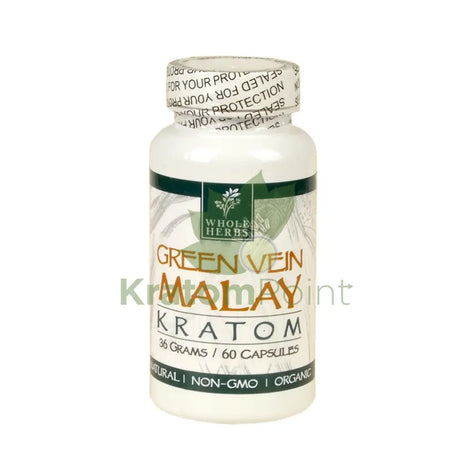 Whole Herbs Kratom capsules 60 count Green Vein Malay