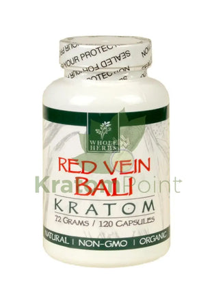 Whole Herbs Kratom capsules 120 count Red Vein Bali