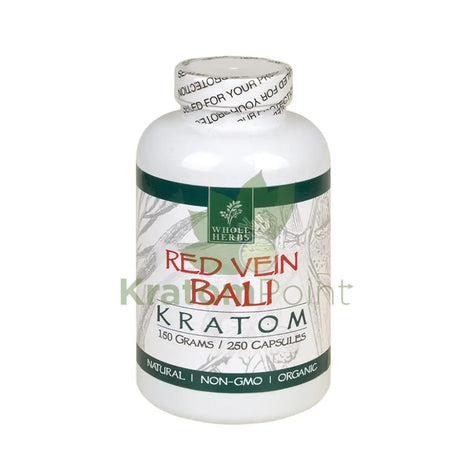 Whole Herbs Kratom Red Vein Bali 250Ct Capsules Wholeherbs