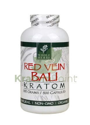 Whole Herbs Red Vein Bali Kratom 500 count capsules