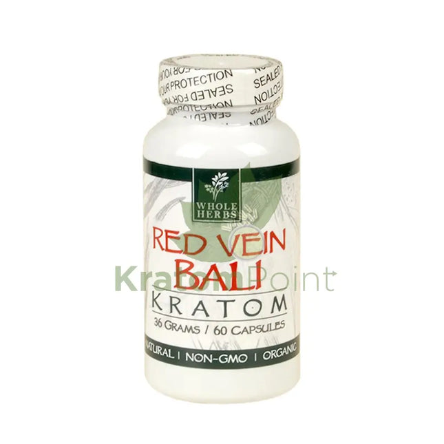Whole Herbs Kratom capsules 60 count Red Vein Bali