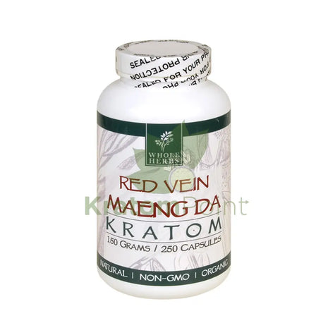 Whole Herbs Kratom Red Vein Maeng Da 250Ct Capsules Wholeherbs