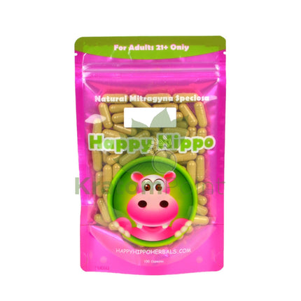 Happy Hippo 100 count Kratom Capsules, Green Maeng Da
