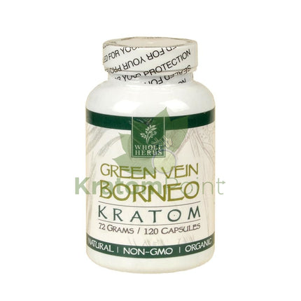 Whole Herbs Kratom capsules 120 count Green Vein Borneo