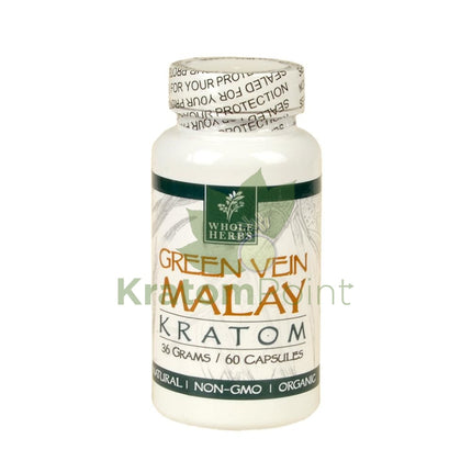 Whole Herbs Kratom capsules 60 count Green Vein Malay