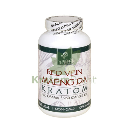 Whole Herbs Kratom Red Vein Maeng Da 250Ct Capsules Wholeherbs